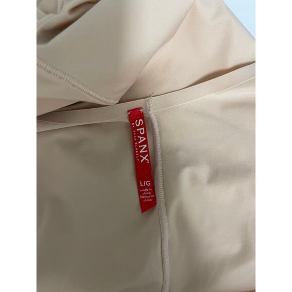 SPANX Thinstincts Open-bust Mid-thigh Bodysuit shapewear tan size large - Picture 2 of 7